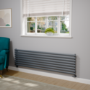 Sorrento Linea Dark Grey Anthracite Oval Designer Radiator 472x1800mm Single Panel 3403 BTU - Horizontal Bars