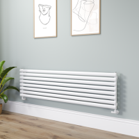 Sorrento Linea White Oval Designer Radiator 472x1800mm Single Panel 3403 BTU - Horizontal Bars