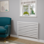 Riace Linea White Flat Designer Radiator 630x1000mm Single Panel 2433 BTU - Horizontal Bars