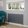 Riace Linea Dark Grey Anthracite Flat Designer Radiator 630x1200mm Single Panel 2881 BTU - Horizontal Bars