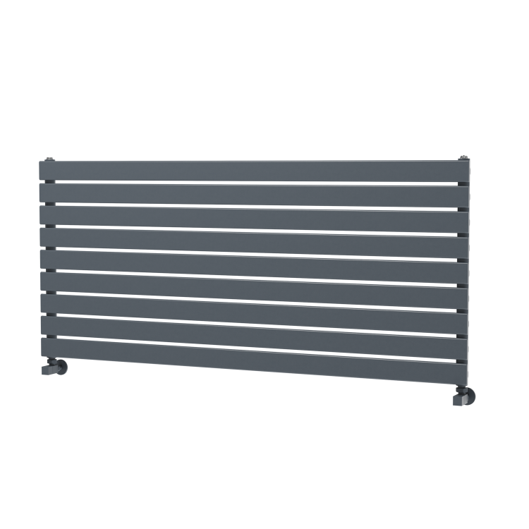 Riace Linea Dark Grey Anthracite Flat Designer Radiator 630x1400mm Single Panel 3331 BTU - Horizontal Bars