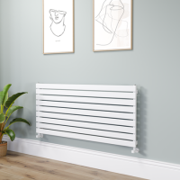 Riace Linea White Flat Designer Radiator 630x1400mm Single Panel 3331 BTU - Horizontal Bars