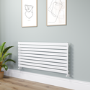 Riace Linea White Flat Designer Radiator 630x1400mm Single Panel 3331 BTU - Horizontal Bars
