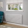 Riace Linea White Flat Designer Radiator 630x1400mm Single Panel 3331 BTU - Horizontal Bars