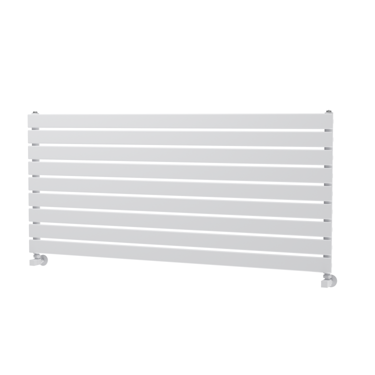 Riace Linea White Flat Designer Radiator 630x1400mm Single Panel 3331 BTU - Horizontal Bars