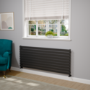 Riace Linea Midnight Black Flat Designer Radiator 630x1600mm Single Panel 3795 BTU - Horizontal Bars