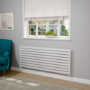Riace Linea White Flat Designer Radiator 630x1600mm Single Panel 3795 BTU - Horizontal Bars