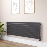 Riace Linea Midnight Black Flat Designer Radiator 630x1800mm Single Panel 4266 BTU - Horizontal Bars