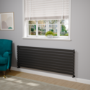 Riace Linea Midnight Black Flat Designer Radiator 630x1800mm Single Panel 4266 BTU - Horizontal Bars