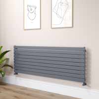 Riace Linea Dark Grey Anthracite Flat Designer Radiator 630x1800mm Single Panel 4266 BTU - Horizontal Bars