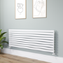 Riace Linea White Flat Designer Radiator 630x1800mm Single Panel 4266 BTU - Horizontal Bars