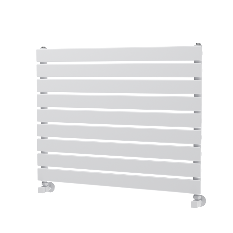 Riace Linea White Flat Designer Radiator 630x800mm Single Panel 1990 BTU - Horizontal Bars