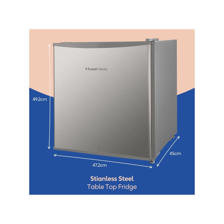 Refurbished Russell Hobbs RHTTF0E1SS Freestanding 43 Litre Fridge Stainless Steel