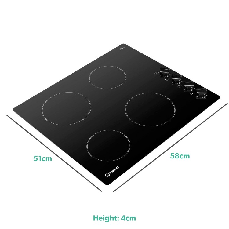 Indesit 58cm 4 Zone Ceramic Hob