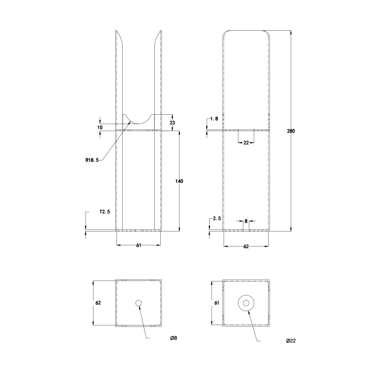 Riace Black Designer Radiator Feet -Suitable for Flat Double Panel Radiator