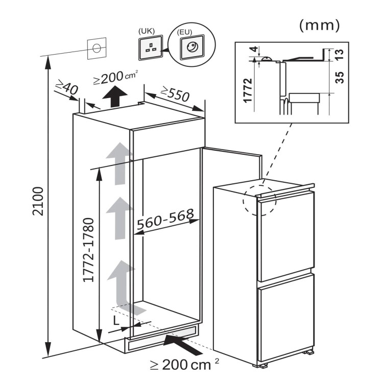 Hisense 233 Litre 50/50 Integrated Fridge Freezer