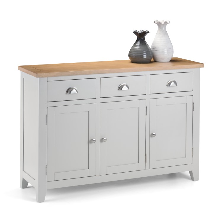 Light Grey Sideboard with Oak Top - Julian Bowen Richmond