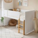 RIL001 White Mid Sleeper Cabin Bed with Oak Ladder - Riley