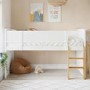 White Mid Sleeper Cabin Bed with Oak Ladder - Riley