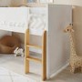 White Mid Sleeper Cabin Bed with Oak Ladder - Riley