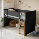 RIL002 Dark Grey Mid Sleeper Cabin Bed with Oak Ladder - Riley