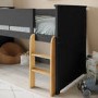 Dark Grey Mid Sleeper Cabin Bed with Oak Ladder - Riley