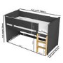 Dark Grey Mid Sleeper Cabin Bed with Oak Ladder - Riley