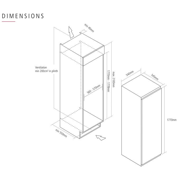 Caple 294L In-column Integrated Larder Fridge