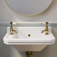ONLY OPENED - White Wall Hung Cloakroom Basin with 2 Tap Holes 506mm - Ripley