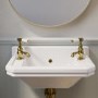 ONLY OPENED - White Wall Hung Cloakroom Basin with 2 Tap Holes 506mm - Ripley