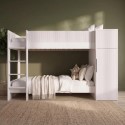 RIY001 White Ribbed Bunk Bed with Storage and Wardrobe - Riya
