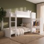 White Ribbed Bunk Bed with Storage and Wardrobe - Riya