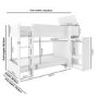 White Ribbed Bunk Bed with Storage and Wardrobe - Riya