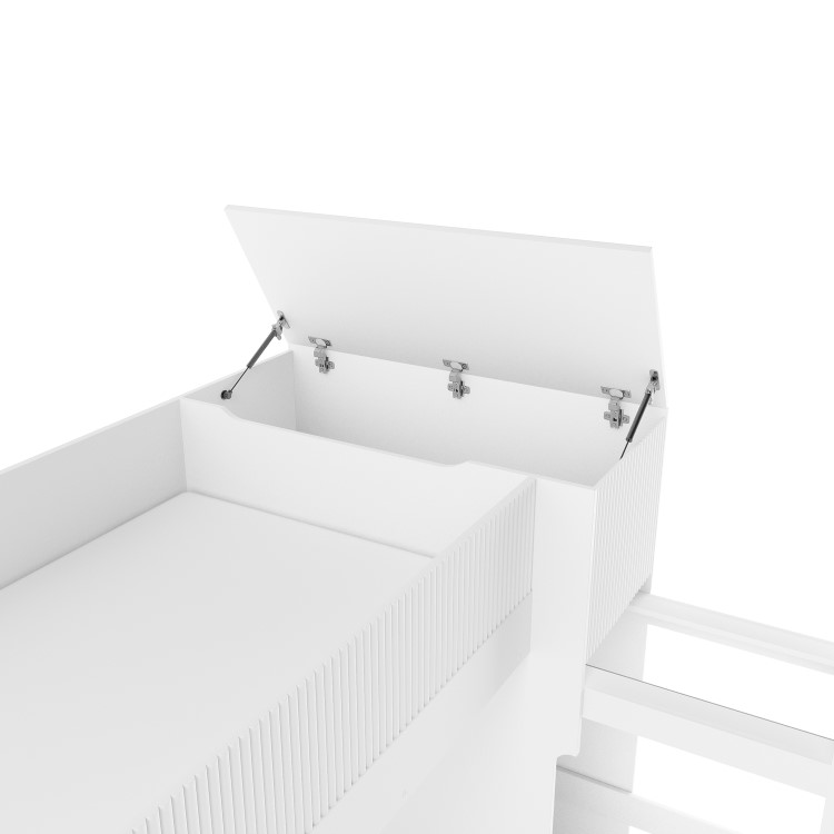 White Ribbed Bunk Bed with Storage and Wardrobe - Riya