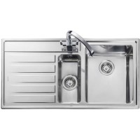 Rangemaster Rockford 1.5 Bowl Left Hand Drainer Stainless Steel Chrome Kitchen Sink Rangemaster Rockford 1.5 Bowl Left Hand Drainer Stainless Steel Chrome Kitchen Sink