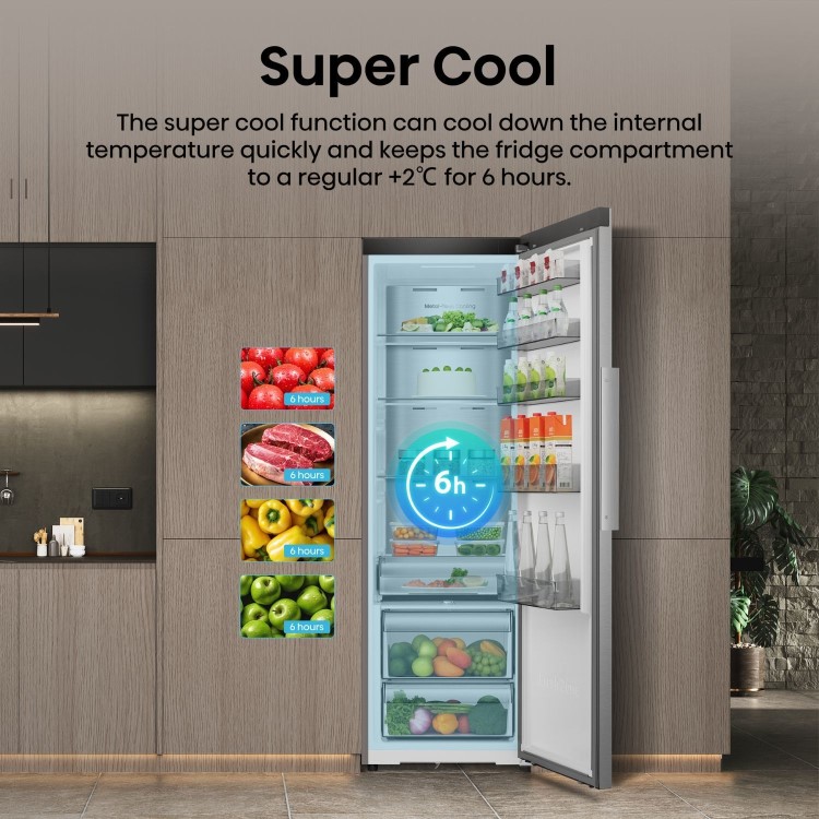 Hotpoint KitchenFit 372 Litre Tall Freestanding Larder Fridge - Silver