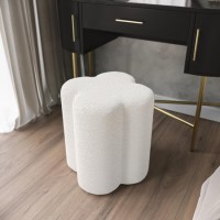 Cream Boucle Fabric Dressing Table Stool - Roma Cream Boucle Fabric Dressing Table Stool - Roma