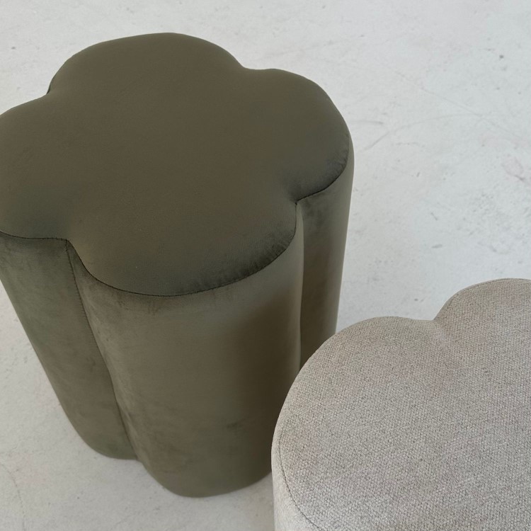 Khaki Green Velvet Dressing Table Stool - Roma