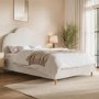 Off-White Boucle Small Double Ottoman Bed with Scalloped Headboard - Roma