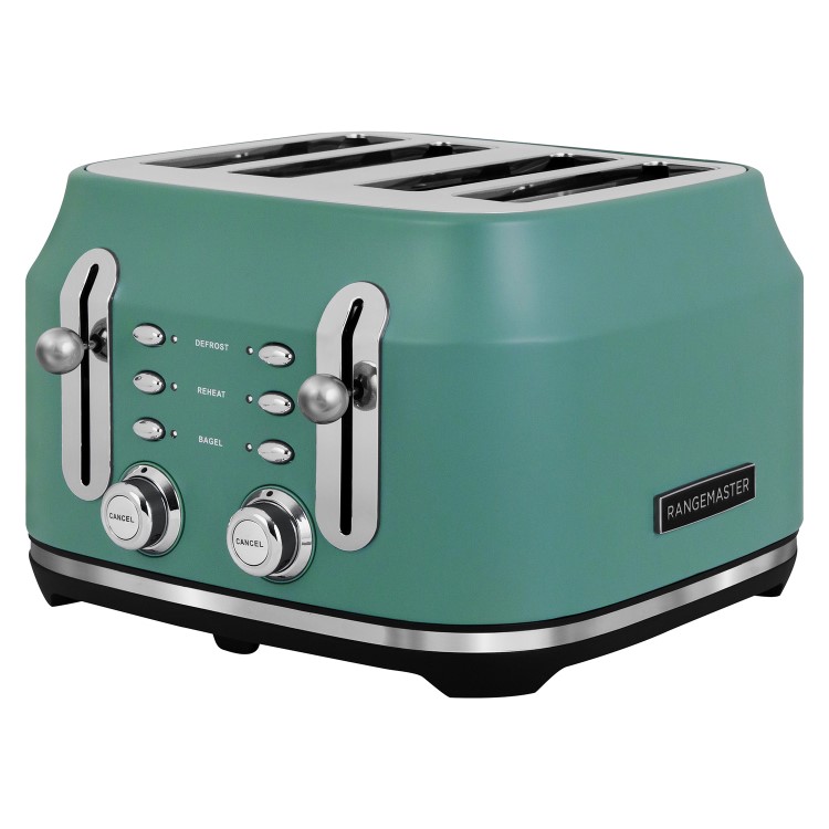 Rangemaster RMCL4S304MG Classic 4-Slice Toaster – Stylish Matt Mineral Green Fast Toasting