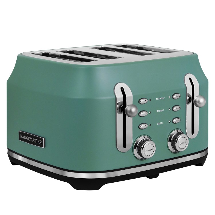 Rangemaster RMCL4S304MG Classic 4-Slice Toaster – Stylish Matt Mineral Green Fast Toasting