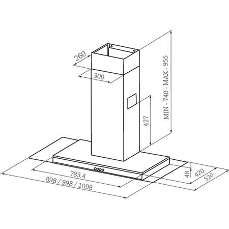 Rangemaster 100cm Stainless Steel Glass Chimney Cooker Hood