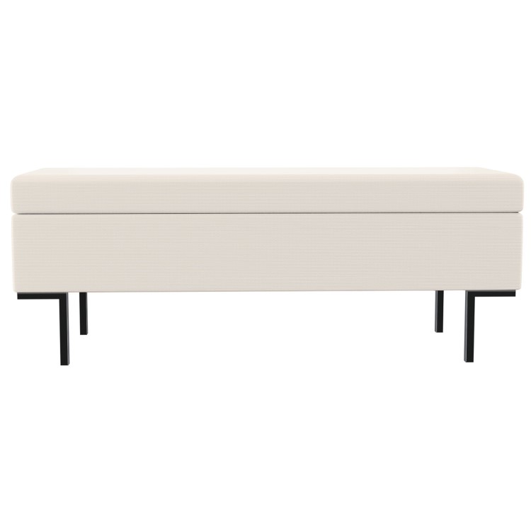Beige Corduroy Ottoman Hallway Bench with Storage - Roman