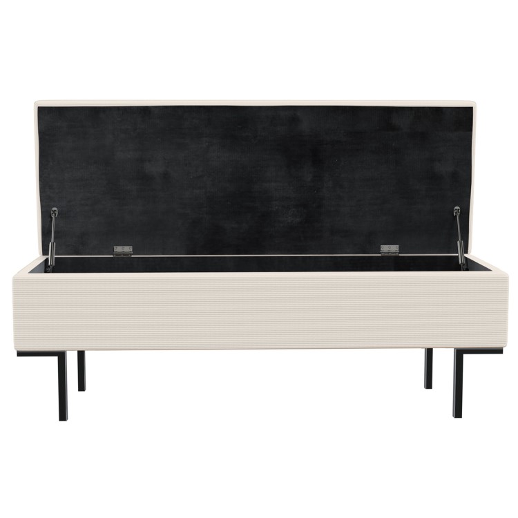 Beige Corduroy Ottoman Hallway Bench with Storage - Roman