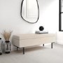 Beige Corduroy Ottoman Hallway Bench with Storage - Roman