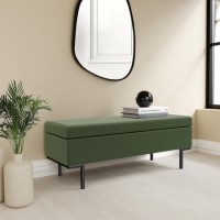 Green Corduroy Ottoman Blanket Box - Roman