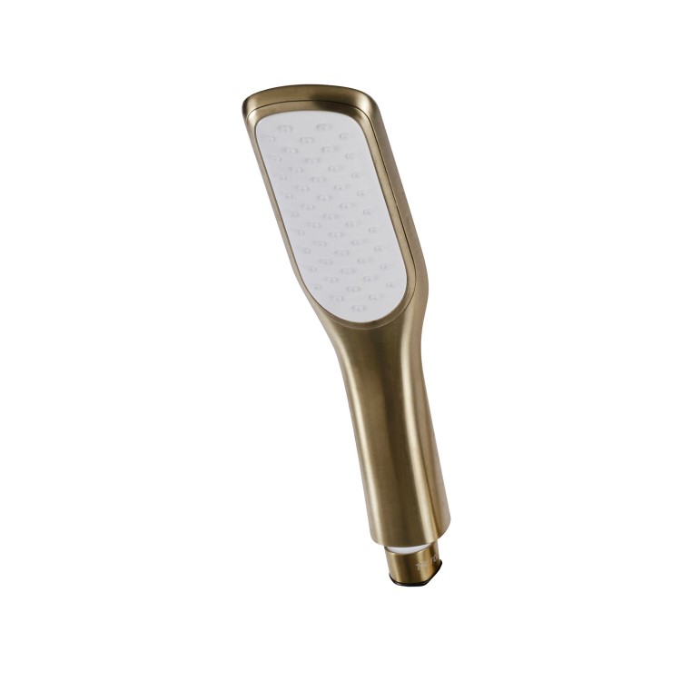 GRADE A1 - Triton Brushed Brass Push Button Thermostatic Mixer Bar Shower with Square Overhead & Handset
