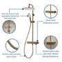 GRADE A1 - Triton Brushed Brass Push Button Thermostatic Mixer Bar Shower with Square Overhead & Handset
