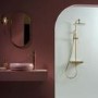 GRADE A1 - Triton Brushed Brass Push Button Thermostatic Mixer Bar Shower with Square Overhead & Handset
