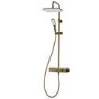 GRADE A1 - Triton Brushed Brass Push Button Thermostatic Mixer Bar Shower with Square Overhead & Handset